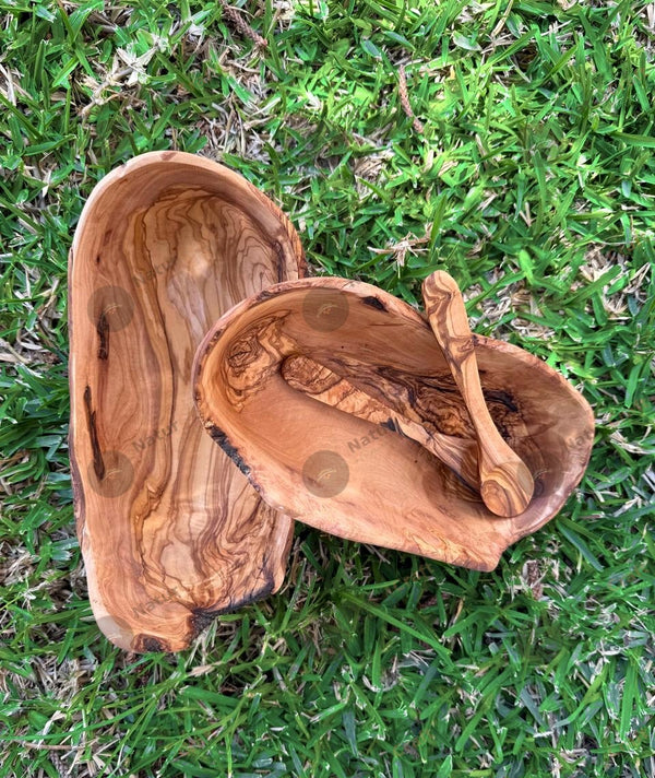 Rustic olive wood salad bowl