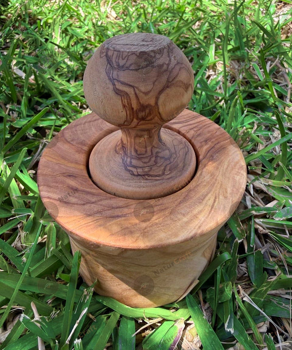Olive wood garlic mortar