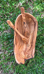 Rustic olive wood salad bowl
